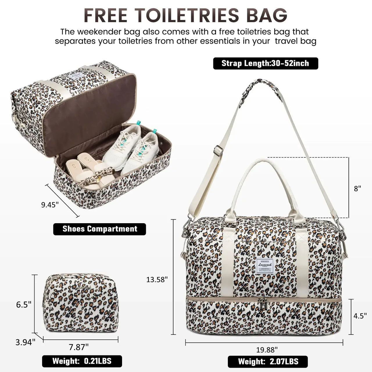Leopard print duffel travel bag
